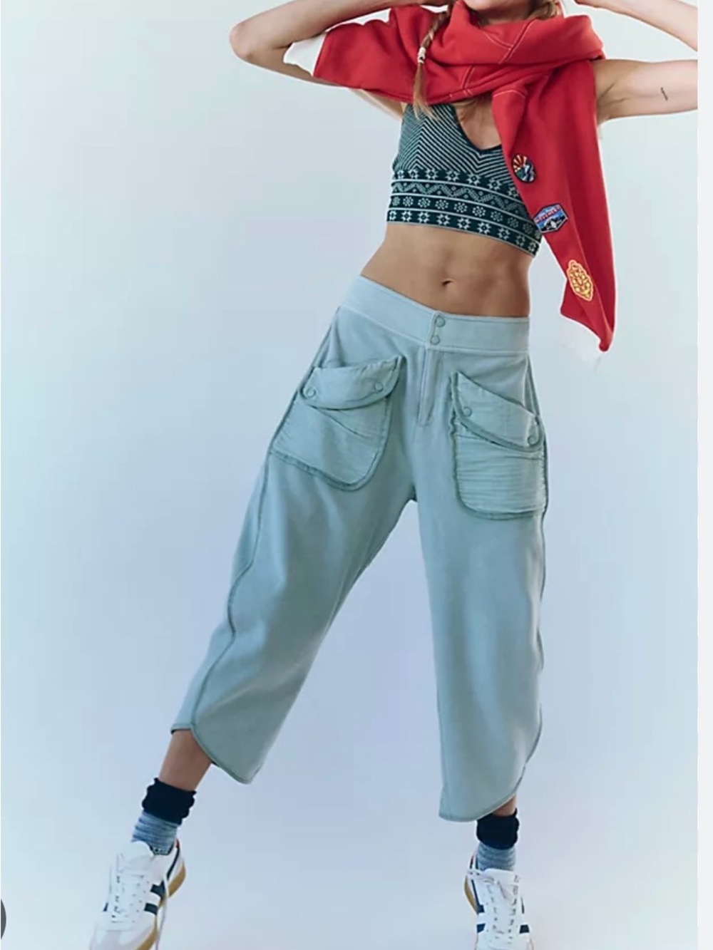 Free People Timko pant light green relaxed fit.